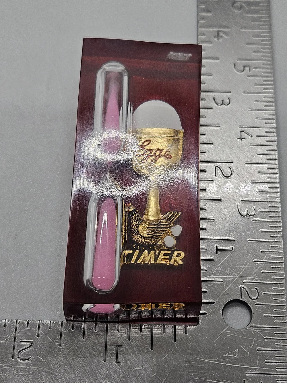 Vintage MCM Clear Red Acrylic Lucite 3 Min Egg Timer Hourglass Japan Boxed 3.5